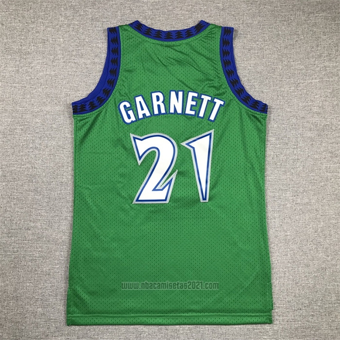 Camiseta Nino Minnesota Timberwolves Kevin Garnett #21 Hardwood Classics Throwback 1997-98 Verde